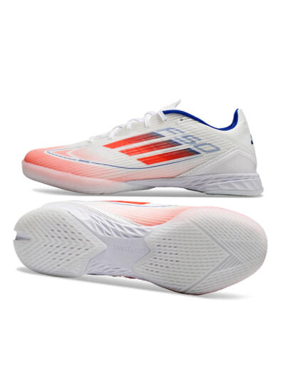 Unisex Adidas F50 Elite IC Indoor & Futsal Low-Tops Football Shoes - White/Red/Blue