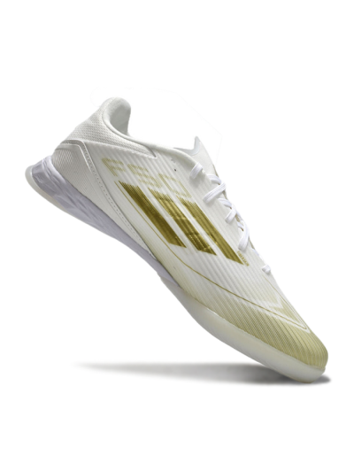 Unisex Adidas F50 Elite IC Indoor & Futsal Low-Tops Football Shoes - White/Gold