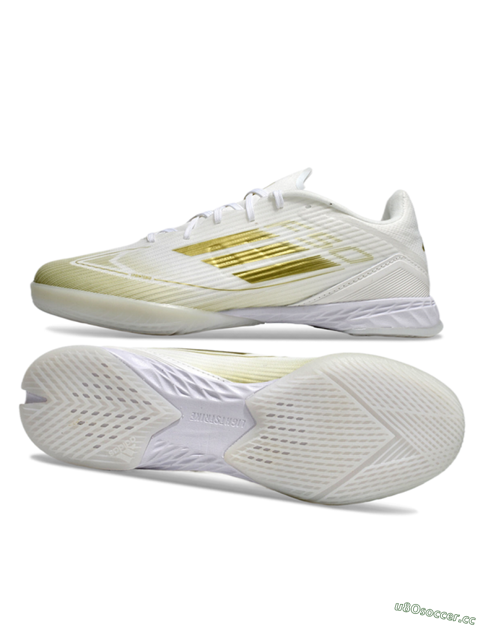Unisex Adidas F50 Elite IC Indoor & Futsal Low-Tops Football Shoes - White/Gold 1