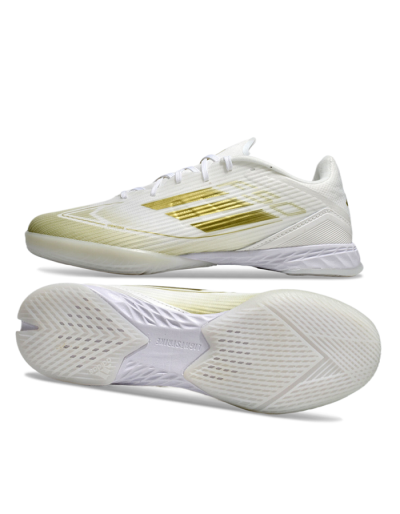 Unisex Adidas F50 Elite IC Indoor & Futsal Low-Tops Football Shoes - White/Gold