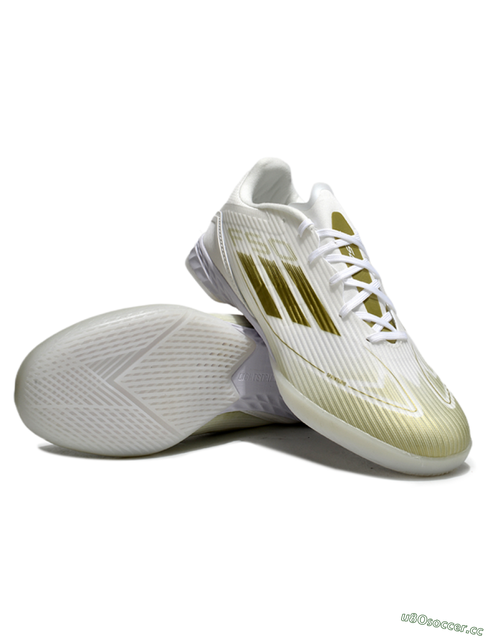 Unisex Adidas F50 Elite IC Indoor & Futsal Low-Tops Football Shoes - White/Gold 3