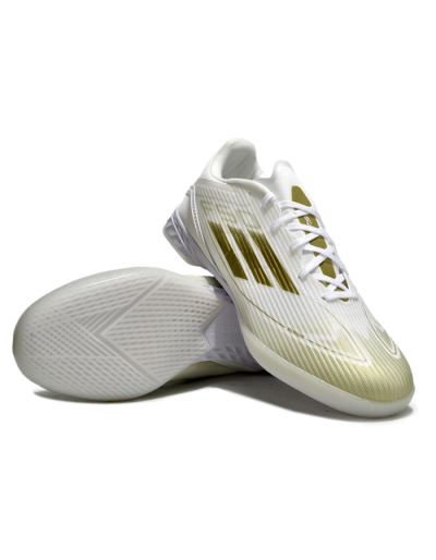 Unisex Adidas F50 Elite IC Indoor & Futsal Low-Tops Football Shoes - White/Gold