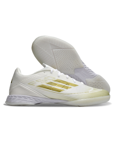 Unisex Adidas F50 Elite IC Indoor & Futsal Low-Tops Football Shoes - White/Gold