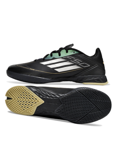 Unisex Adidas F50 Elite IC Indoor & Futsal Low-Tops Football Shoes - Black/White/Gold