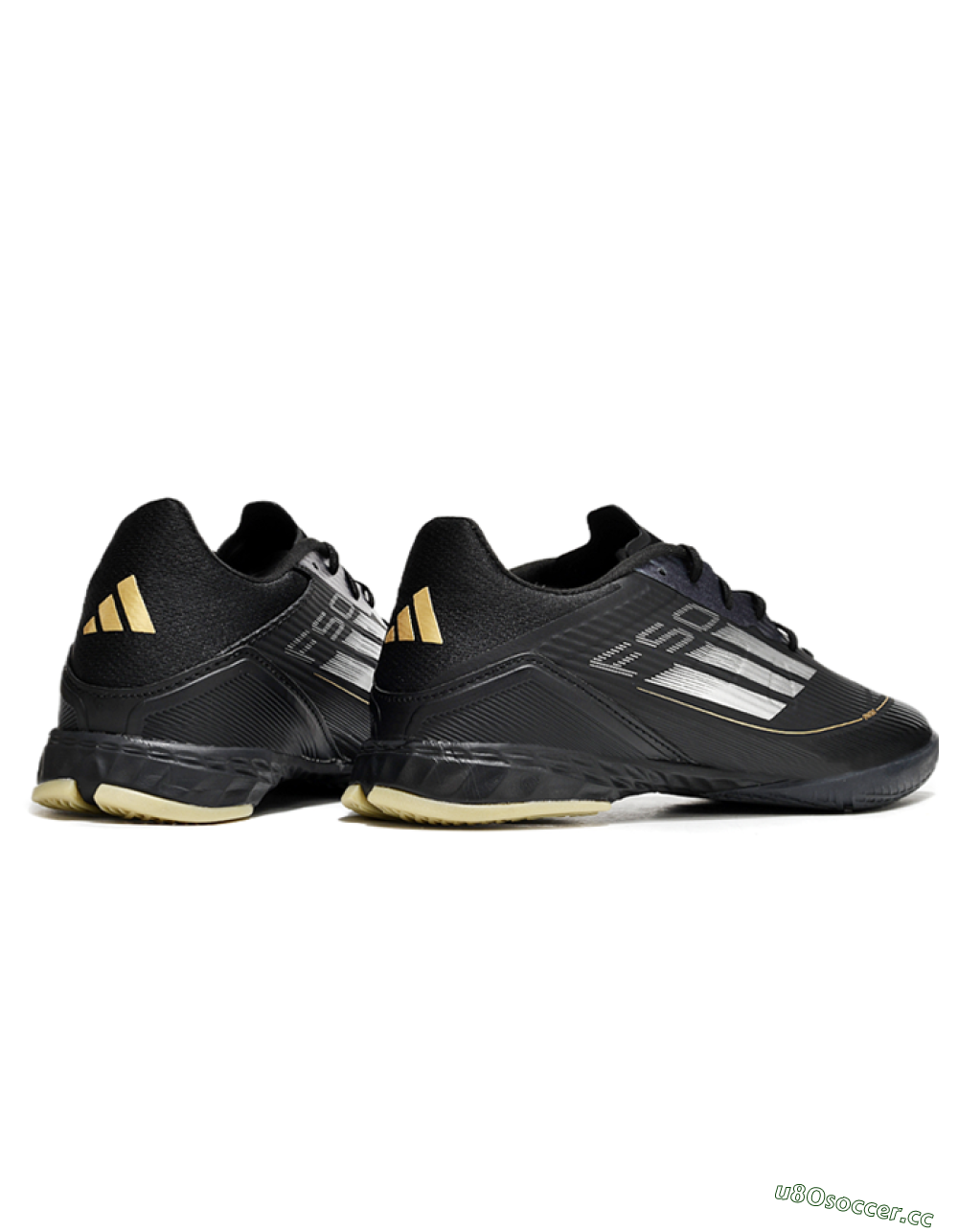 Unisex Adidas F50 Elite IC Indoor & Futsal Low-Tops Football Shoes - Black/White/Gold 6