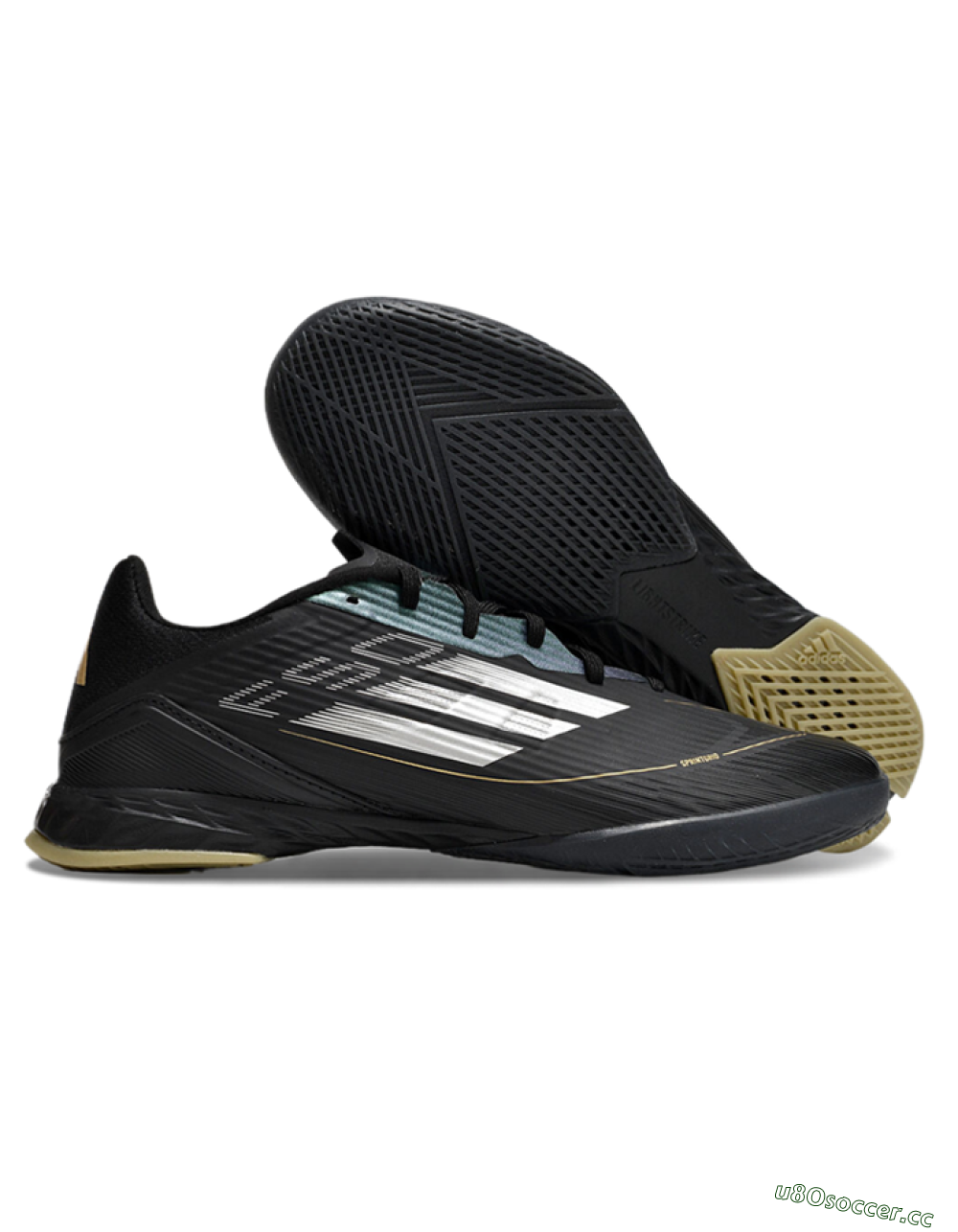 Unisex Adidas F50 Elite IC Indoor & Futsal Low-Tops Football Shoes - Black/White/Gold 2