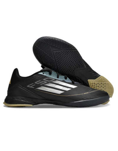 Unisex Adidas F50 Elite IC Indoor & Futsal Low-Tops Football Shoes - Black/White/Gold