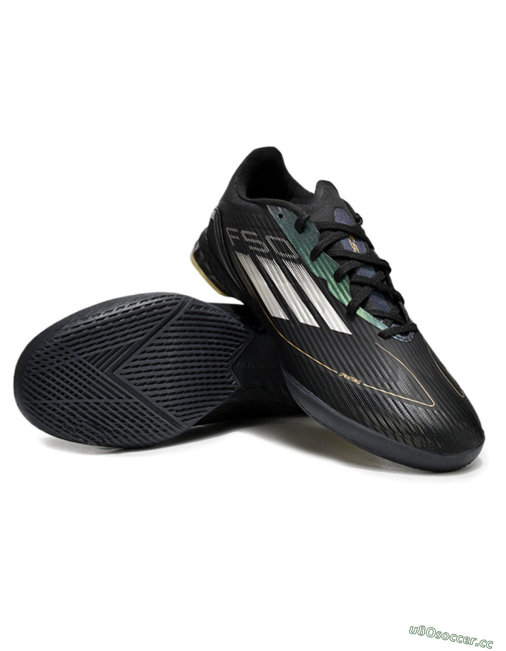 Unisex Adidas F50 Elite IC Indoor & Futsal Low-Tops Football Shoes - Black/White/Gold 3