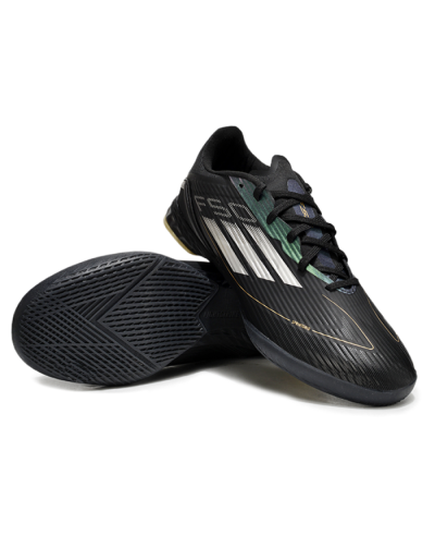 Unisex Adidas F50 Elite IC Indoor & Futsal Low-Tops Football Shoes - Black/White/Gold