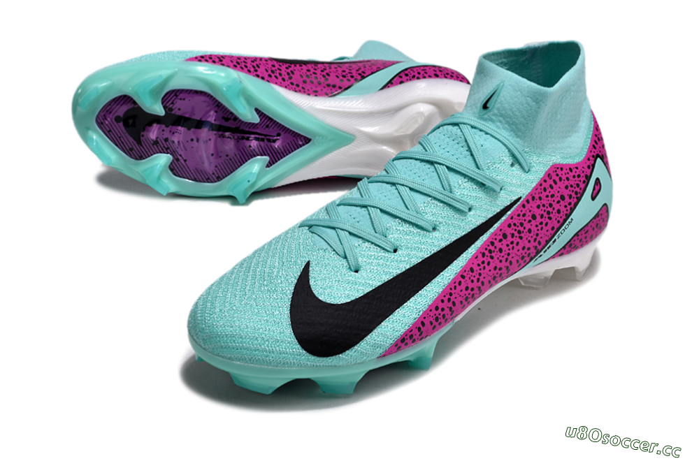 Unisex Nike Air Zoom Mercurial Superfly 10 Elite FG Firm Ground High-Tops Football Boots - Jade/Black/Purple 3