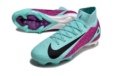 Unisex Nike Air Zoom Mercurial Superfly 10 Elite FG Firm Ground High-Tops Football Boots - Jade/Black/Purple