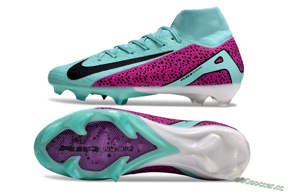 Unisex Nike Air Zoom Mercurial Superfly 10 Elite FG Firm Ground High-Tops Football Boots - Jade/Black/Purple 1