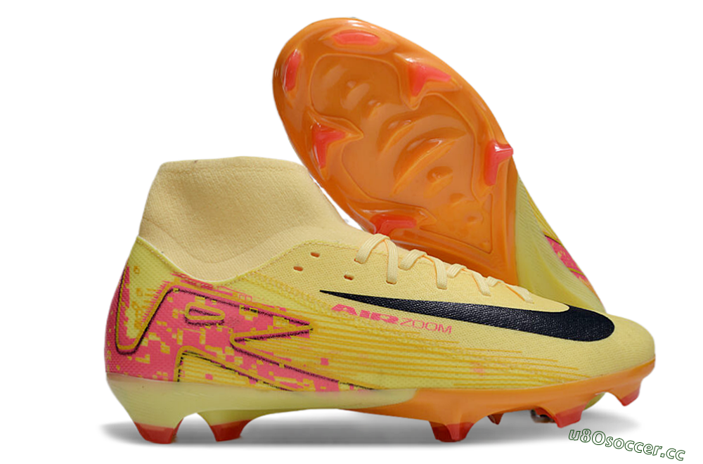 Men's Nike Air Zoom Mercurial Superfly 10 Elite FG Firm Ground High-Tops Football Boots - Yellow/Black/Red 2
