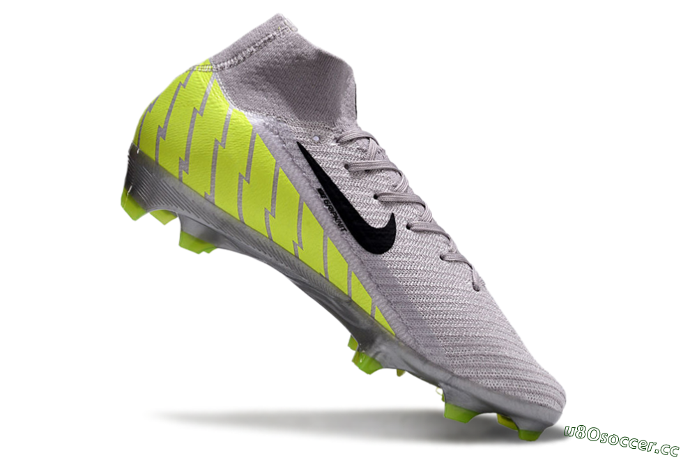 Unisex Nike Air Zoom Mercurial Superfly 10 Elite FG Firm Ground High-Tops Football Boots - Grey/Black/Yellow 4