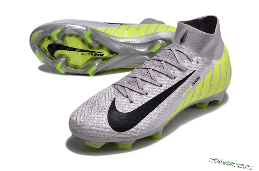 Unisex Nike Air Zoom Mercurial Superfly 10 Elite FG Firm Ground High-Tops Football Boots - Grey/Black/Yellow 3
