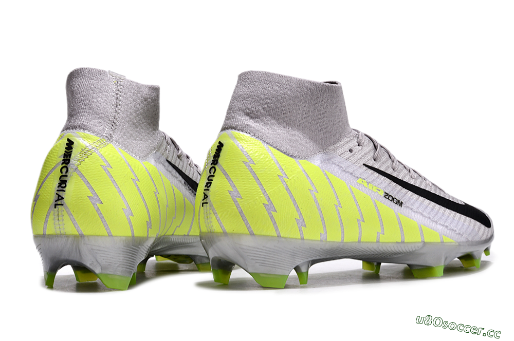 Unisex Nike Air Zoom Mercurial Superfly 10 Elite FG Firm Ground High-Tops Football Boots - Grey/Black/Yellow 6