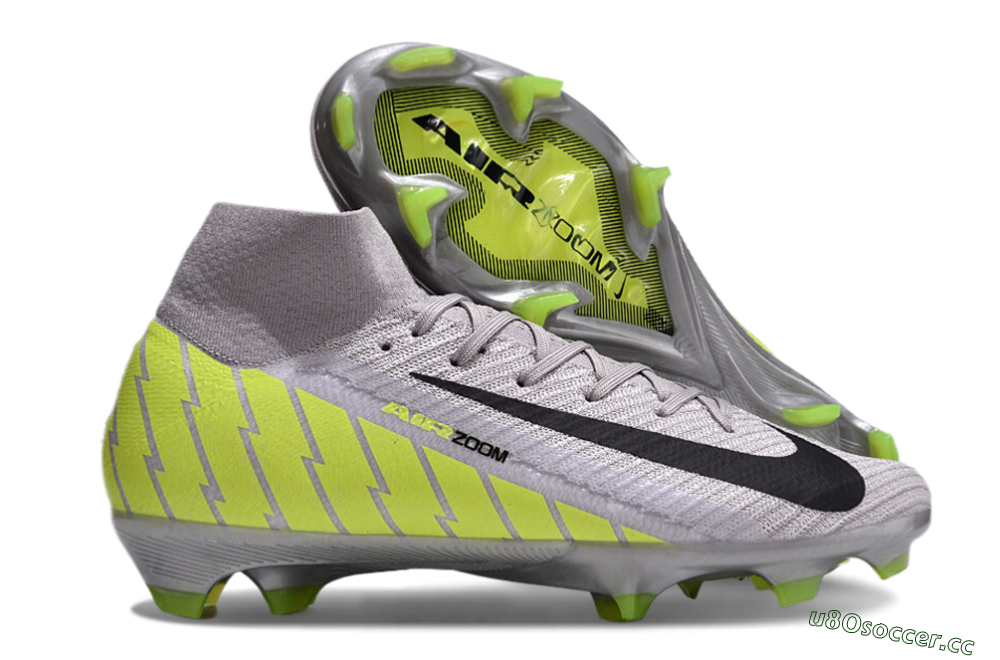 Unisex Nike Air Zoom Mercurial Superfly 10 Elite FG Firm Ground High-Tops Football Boots - Grey/Black/Yellow 2