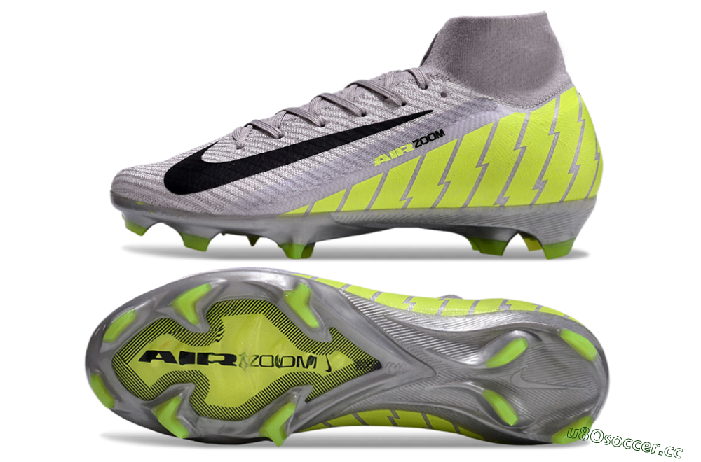 Unisex Nike Air Zoom Mercurial Superfly 10 Elite FG Firm Ground High-Tops Football Boots - Grey/Black/Yellow 1
