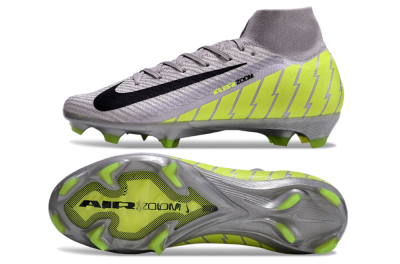 Unisex Nike Air Zoom Mercurial Superfly 10 Elite FG Firm Ground High-Tops Football Boots - Grey/Black/Yellow