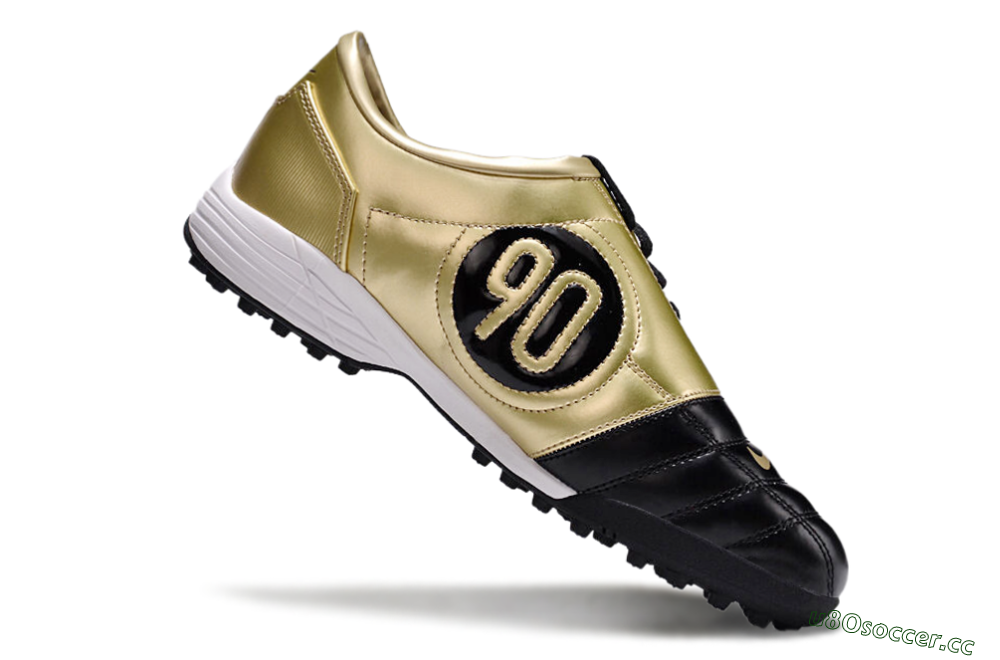 Men's Nike Total 90 II TF Artificial Turf Low-Tops Football Shoes - Black/Gold/White 4