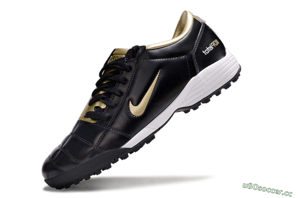 Men's Nike Total 90 II TF Artificial Turf Low-Tops Football Shoes - Black/Gold/White 5