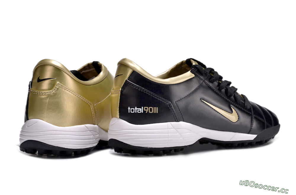 Men's Nike Total 90 II TF Artificial Turf Low-Tops Football Shoes - Black/Gold/White 6