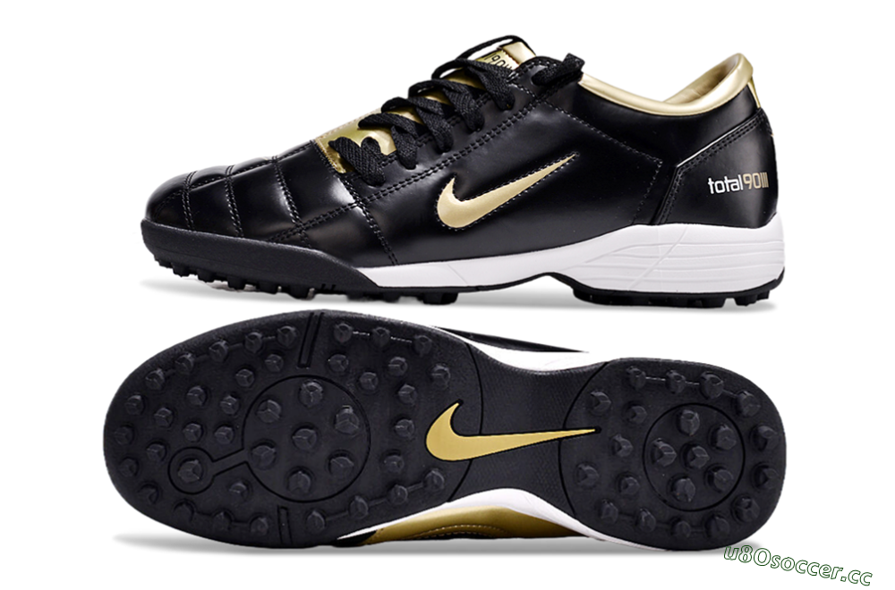 Men's Nike Total 90 II TF Artificial Turf Low-Tops Football Shoes - Black/Gold/White 1