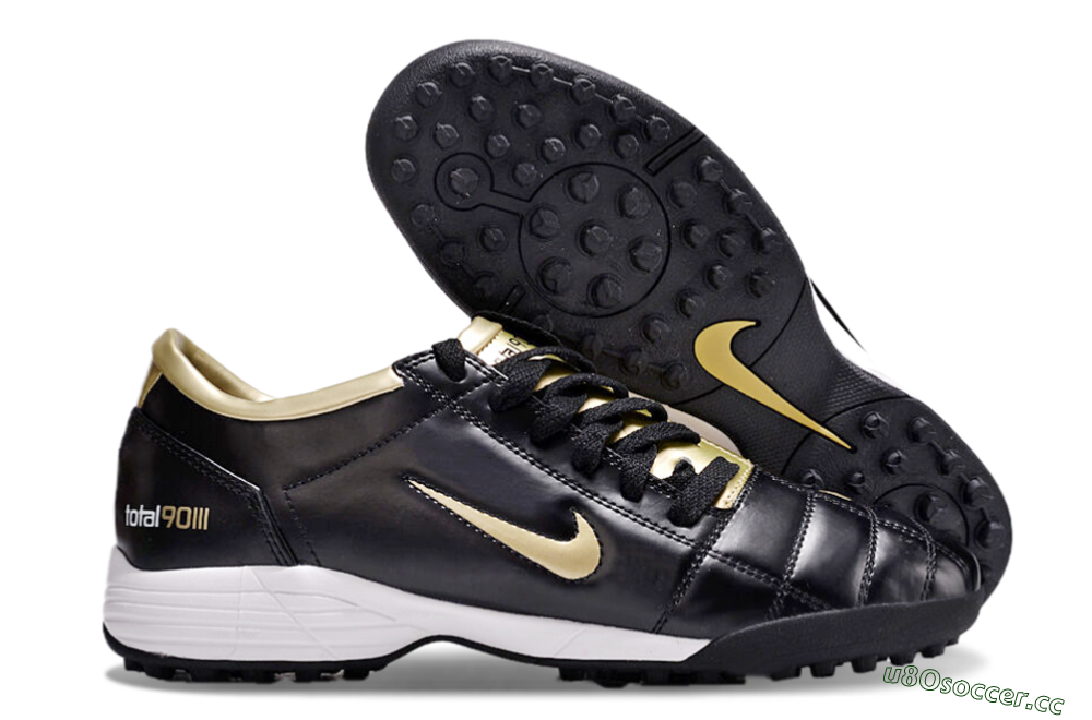 Men's Nike Total 90 II TF Artificial Turf Low-Tops Football Shoes - Black/Gold/White 2