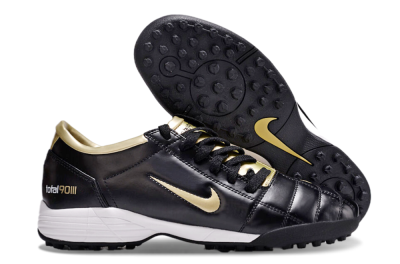 Men's Nike Total 90 II TF Artificial Turf Low-Tops Football Shoes - Black/Gold/White
