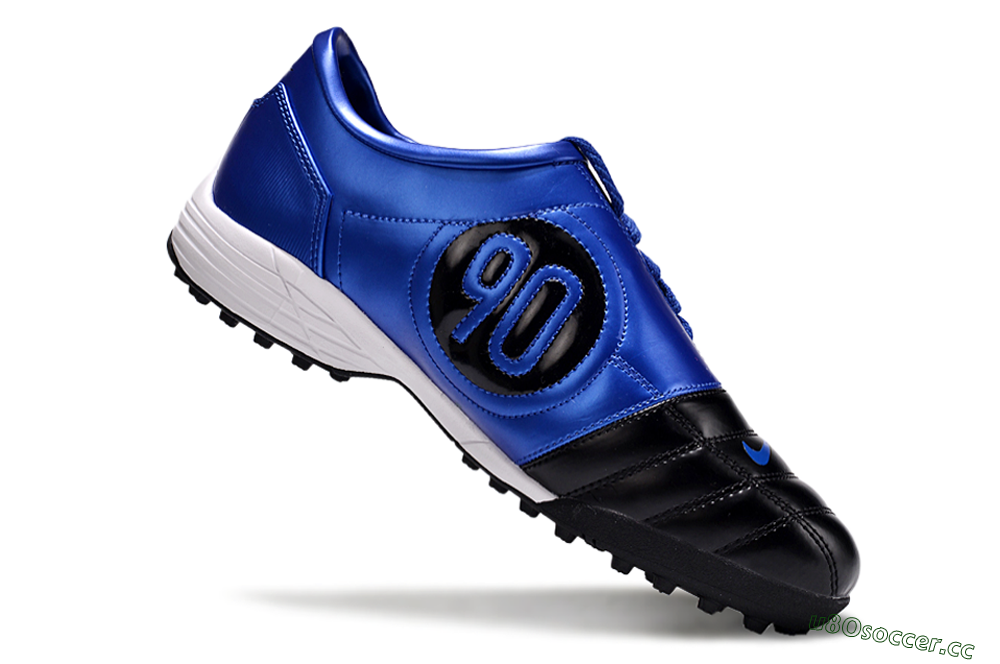 Men's Nike Total 90 II TF Artificial Turf Low-Tops Football Shoes - Black/Blue/White 4