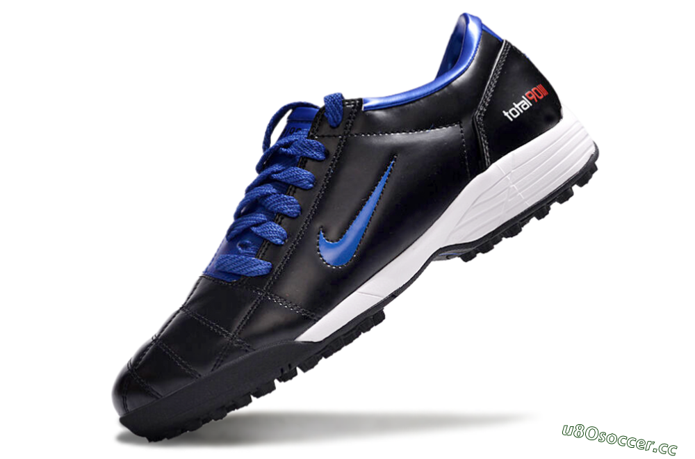 Men's Nike Total 90 II TF Artificial Turf Low-Tops Football Shoes - Black/Blue/White 5