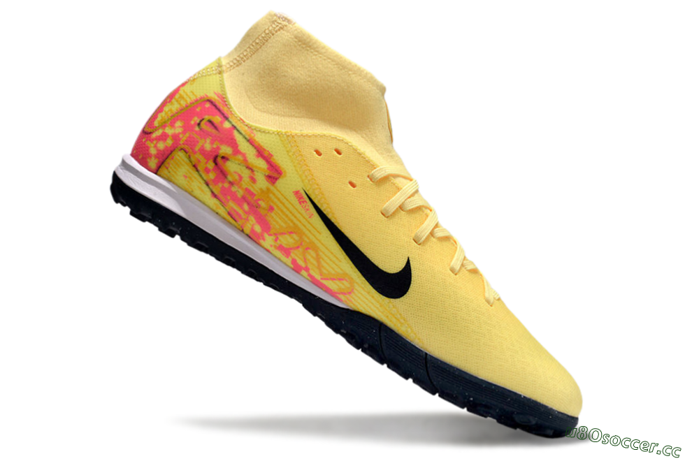 Men's Nike Air Zoom Mercurial Superfly 10 Elite TF Artificial Turf High-Tops Football Shoes - Yellow/Black/Red 4