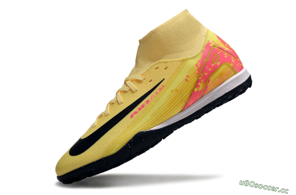 Men's Nike Air Zoom Mercurial Superfly 10 Elite TF Artificial Turf High-Tops Football Shoes - Yellow/Black/Red 5