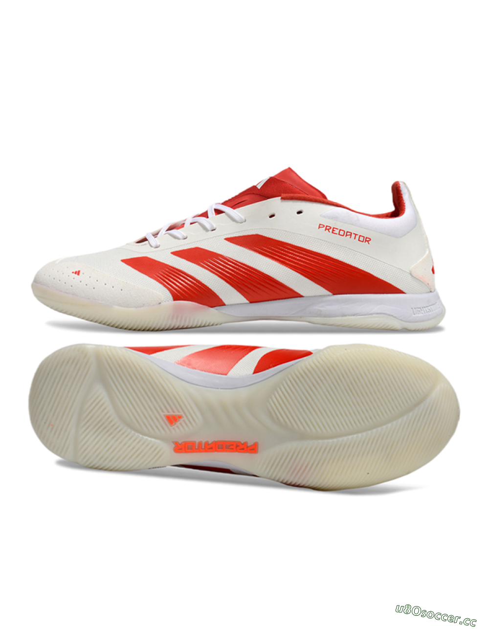 Unisex Adidas Predator 24 Elite IC Indoor & Futsal Low-Tops Football Shoes - Beige/Red/White 1