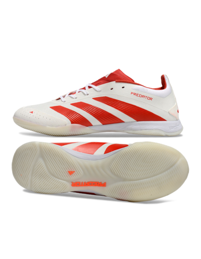 Unisex Adidas Predator 24 Elite IC Indoor & Futsal Low-Tops Football Shoes - Beige/Red/White