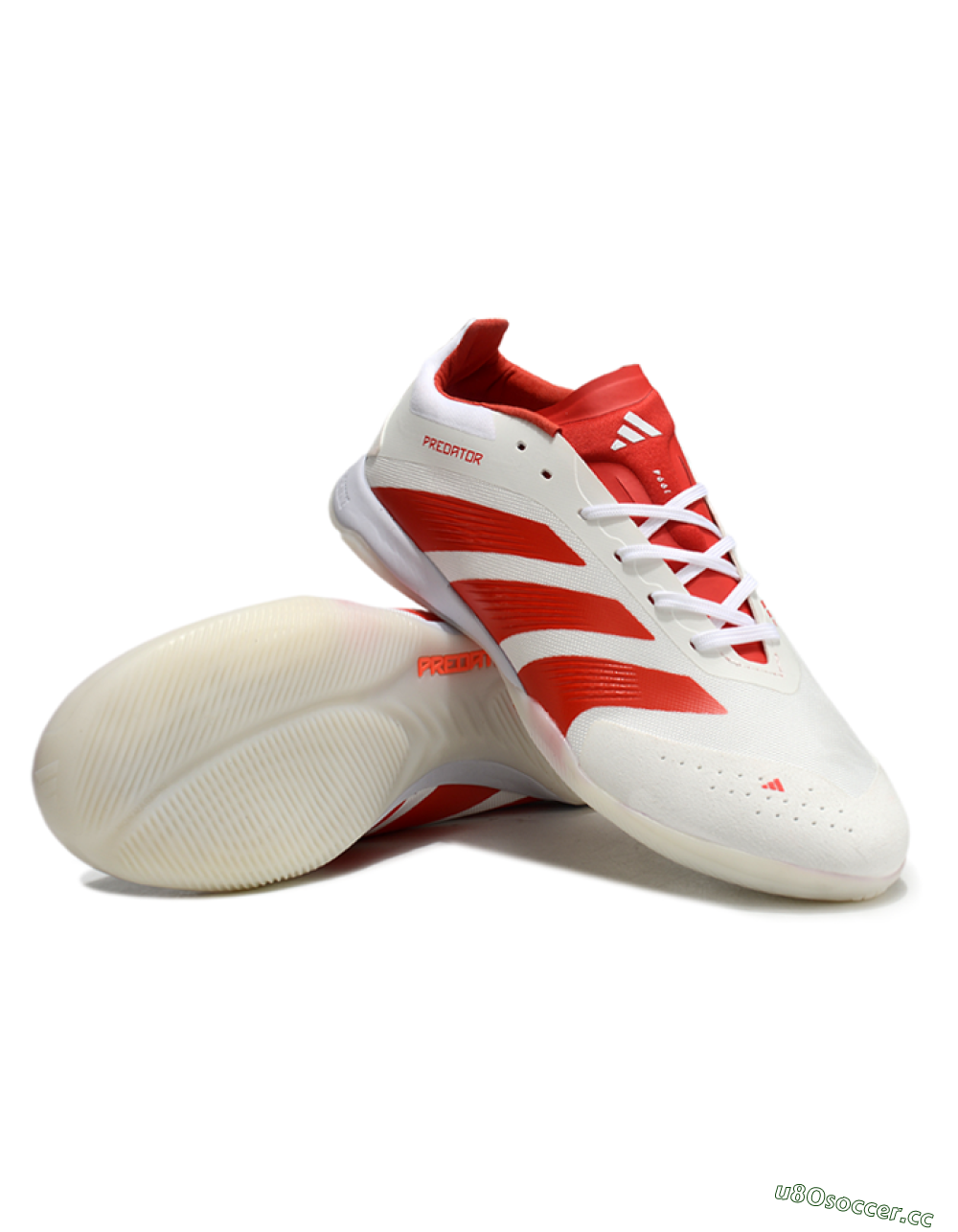 Unisex Adidas Predator 24 Elite IC Indoor & Futsal Low-Tops Football Shoes - Beige/Red/White 3