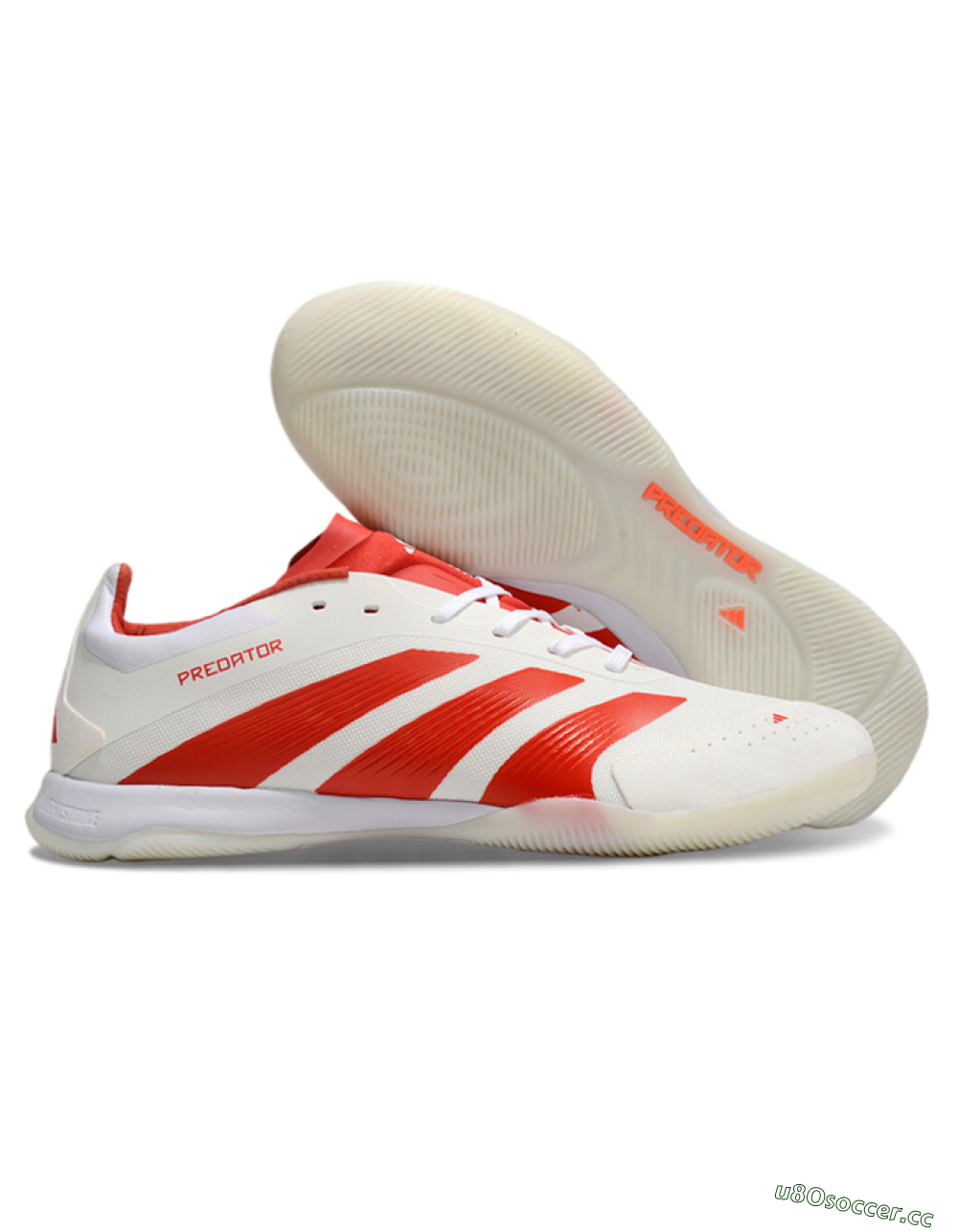 Unisex Adidas Predator 24 Elite IC Indoor & Futsal Low-Tops Football Shoes - Beige/Red/White 2