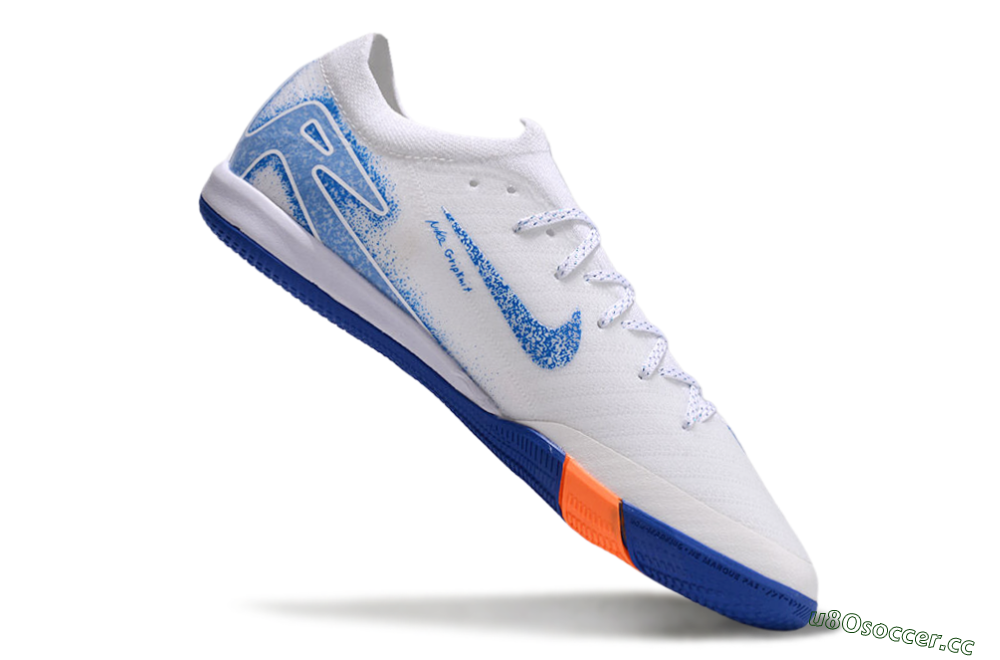 Unisex Nike Air Zoom Mercurial Vapor 16 Elite IC Indoor & Futsal Low-Tops Football Shoes - White/Blue/Orange 5