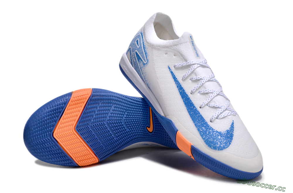 Unisex Nike Air Zoom Mercurial Vapor 16 Elite IC Indoor & Futsal Low-Tops Football Shoes - White/Blue/Orange 4