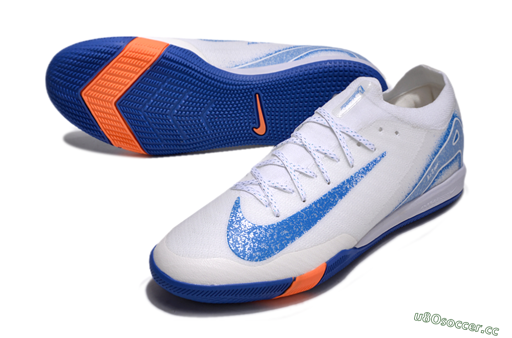 Unisex Nike Air Zoom Mercurial Vapor 16 Elite IC Indoor & Futsal Low-Tops Football Shoes - White/Blue/Orange 3