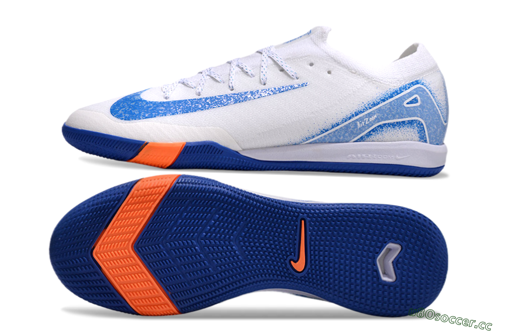 Unisex Nike Air Zoom Mercurial Vapor 16 Elite IC Indoor & Futsal Low-Tops Football Shoes - White/Blue/Orange 1