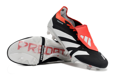Men's Adidas Predator Elite Foldover Tongue FG Firm Ground Low-Tops Football Boots - Black/White/Red