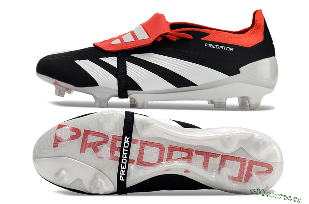 Men's Adidas Predator Elite Foldover Tongue FG Firm Ground Low-Tops Football Boots - Black/White/Red 1