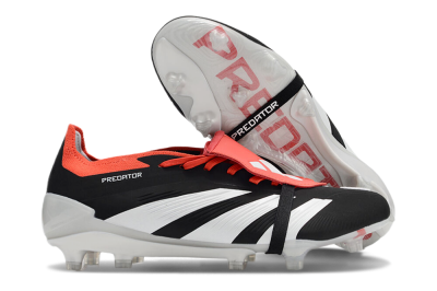 Men's Adidas Predator Elite Foldover Tongue FG Firm Ground Low-Tops Football Boots - Black/White/Red