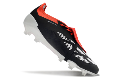 Men's Adidas Predator Elite Foldover Tongue FG Firm Ground Low-Tops Football Boots - Black/White/Red