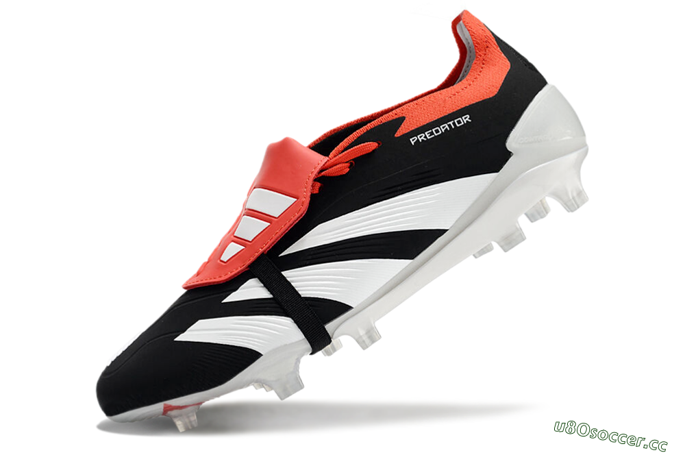 Men's Adidas Predator Elite Foldover Tongue FG Firm Ground Low-Tops Football Boots - Black/White/Red 5