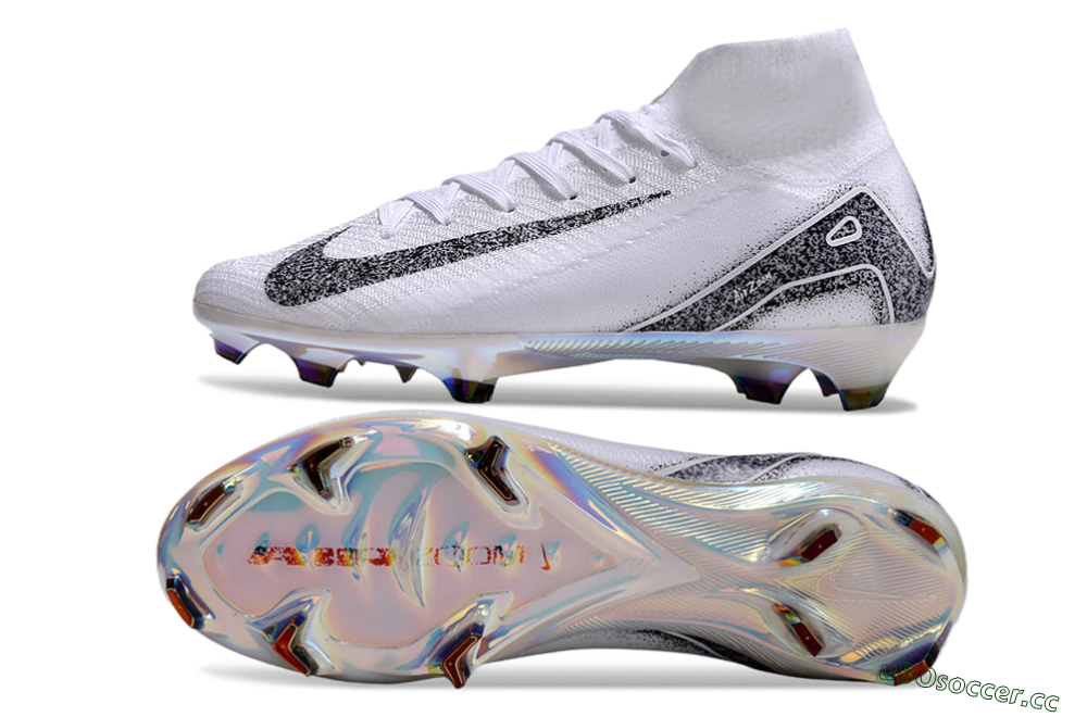 Men's Nike Air Zoom Mercurial Superfly 10 Elite FG Firm Ground High-Tops Football Boots - White/Black/Grey 1
