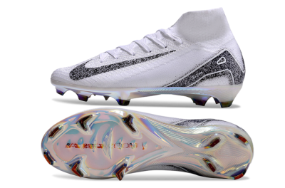 Men's Nike Air Zoom Mercurial Superfly 10 Elite FG Firm Ground High-Tops Football Boots - White/Black/Grey