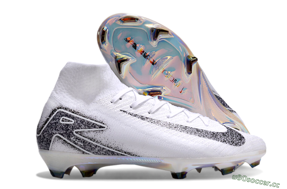 Men's Nike Air Zoom Mercurial Superfly 10 Elite FG Firm Ground High-Tops Football Boots - White/Black/Grey 2