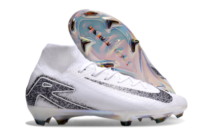 Men's Nike Air Zoom Mercurial Superfly 10 Elite FG Firm Ground High-Tops Football Boots - White/Black/Grey